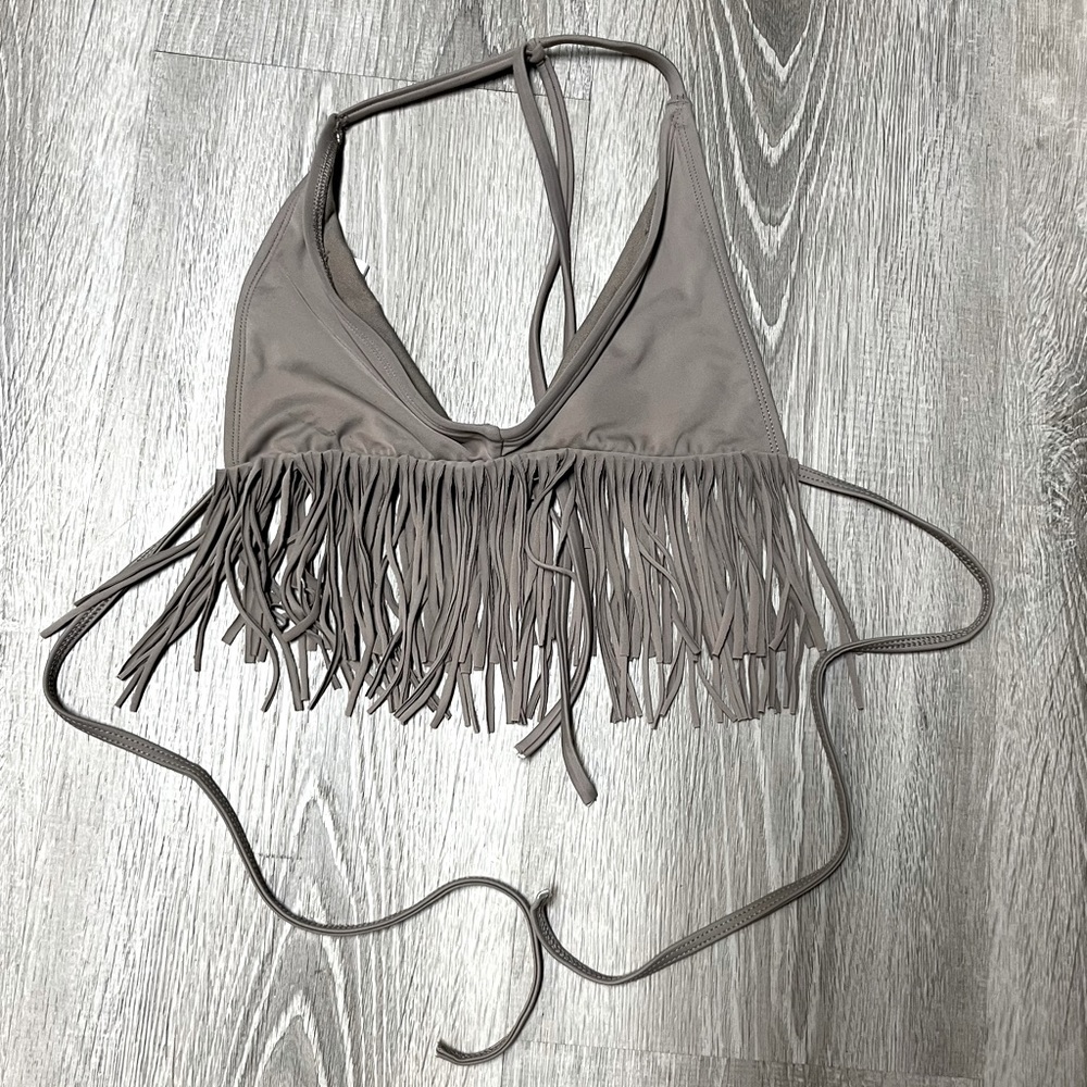 Body Glove Taupe Fringed Bikini Top